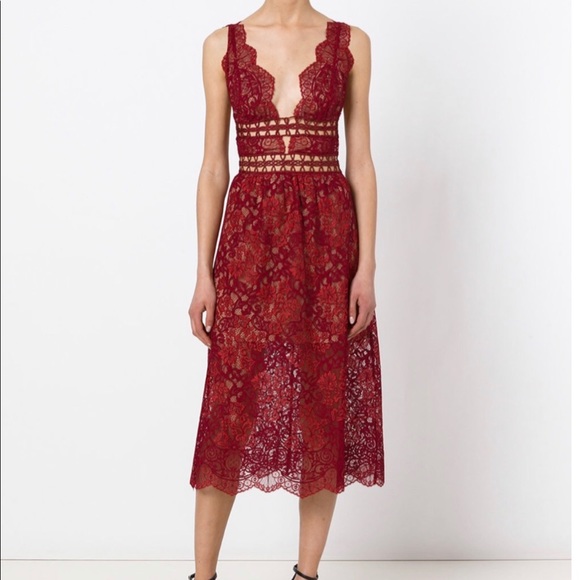 For Love & Lemons Sheer Lace Midi Dress - Picture 1 of 5